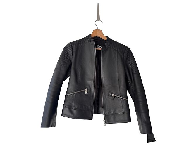 Karl Lagerfeld Leder Bikerjacke Schwarz