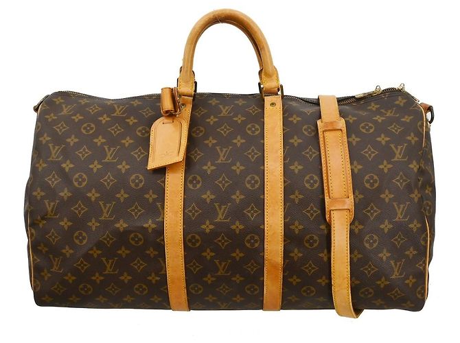 Sac Keepall Bandouliere Louis Vuitton Monogram Canvas 55 Marron