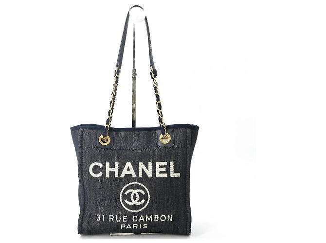 Borsa Tote Chanel Coco Deauville PM Blu navy