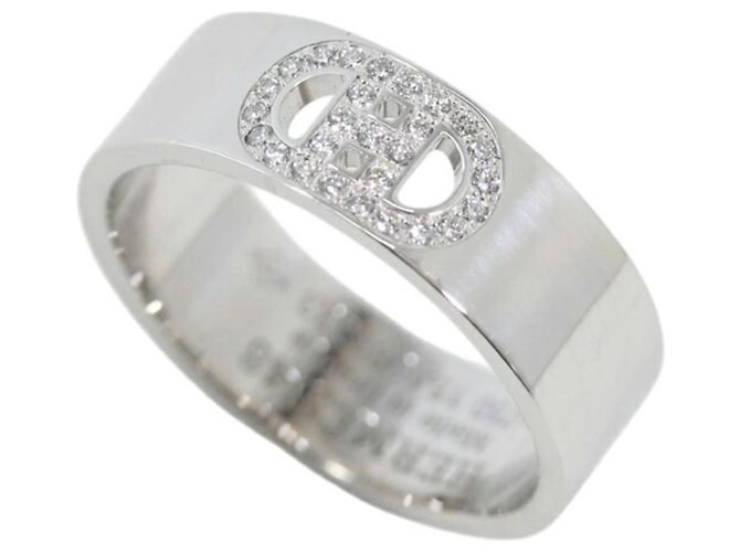 Ring Anel Chaine d'Ancre com diamantes Hermès Prata