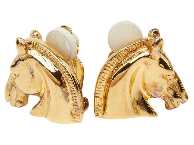 Hermès Pendientes Hermes Cheval Cabeza de Caballo con acabado dorado