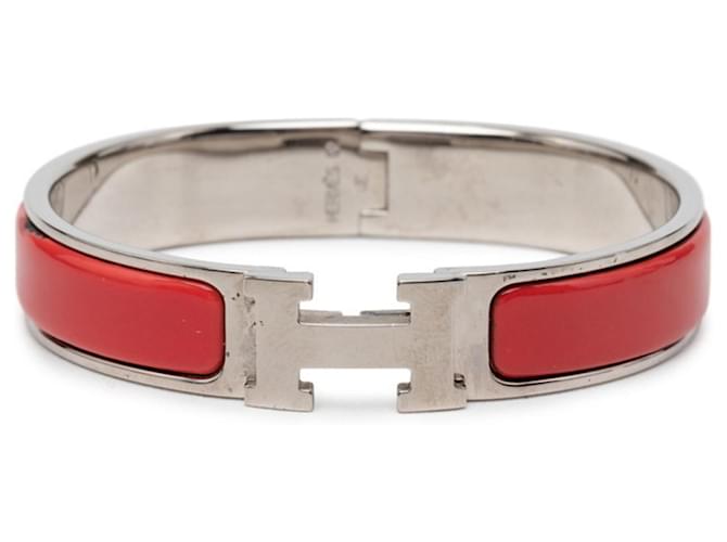 Hermès Pulseira Click H PM Hermes Prata Vermelho 