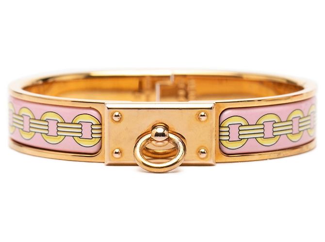 Hermès Pulseira Clic Anneau Hermes Rosa Dourado Amarelo 