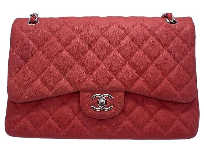 Bolsa Chanel Jumbo Vermelha de Couro Vermelho