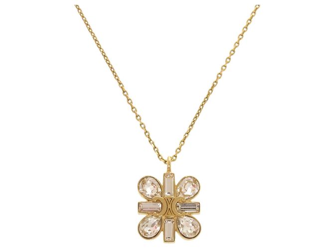 Céline Celine Triomphe Stone Logo Gold Halskette Golden