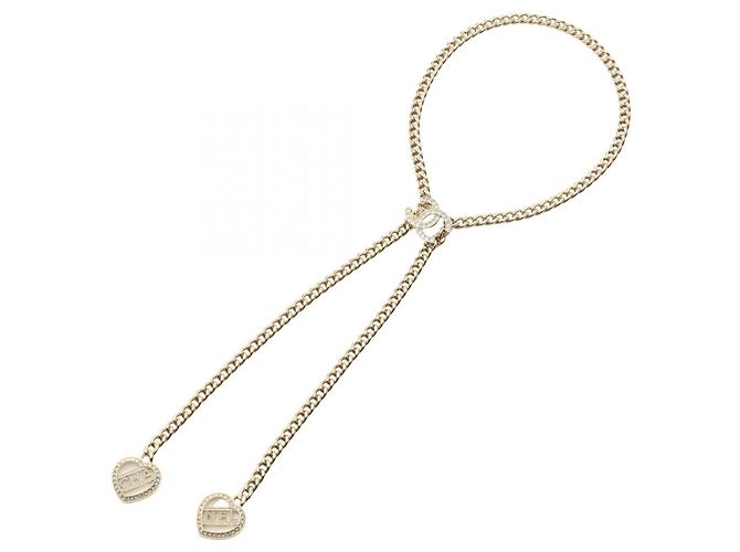 Collar Chanel Coco Mark Double Heart Dorado
