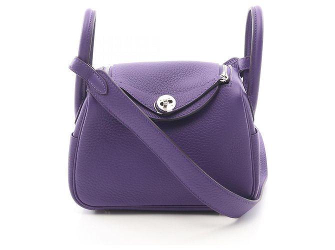 Hermès Bolsa de ombro 2-Way Hermes Lindy Mini Roxo