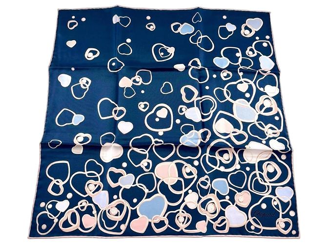 Lenço de seda Chopard Diamond & Hearts Rosa Branco Azul Multicor
