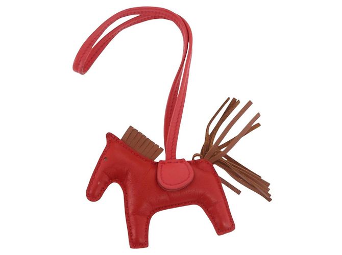 Hermès HERMES Rodeo PM Charm Leather Red Auth 184238M 