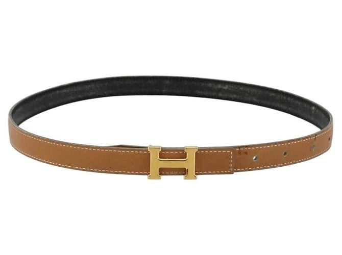 Hermès HERMES Constance Mini Belt Leather Beige Gold Auth 180888 Dorado