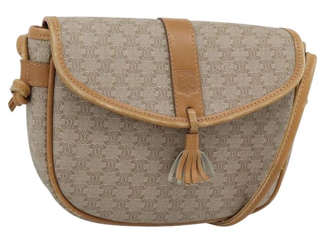 Céline Bolsa de Ombro CELINE em Lona Macadam PVC Bege Ouro Auth 183000A Dourado