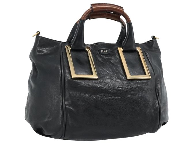 Chloé Borsa Chloe Etel in pelle nera e oro Auth 183634 Nero D'oro