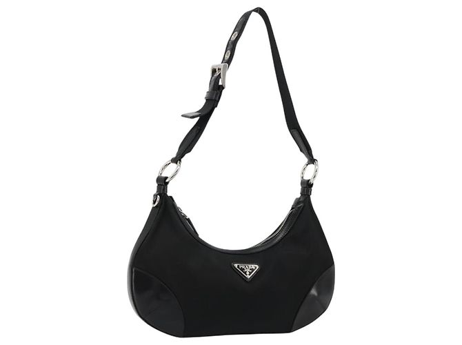 Borsa a tracolla PRADA Nylon Nero Argento Auth yk20451SAM