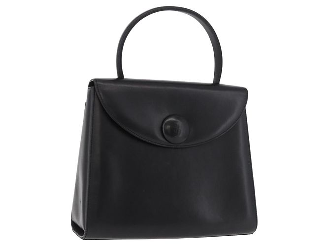 Bolsa GIVENCHY de couro preta com detalhes dourados Auth 182204A Preto