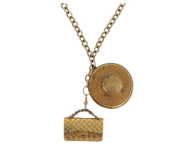 CHANEL Halskette Metall Goldton CC Authentisch bs35422A