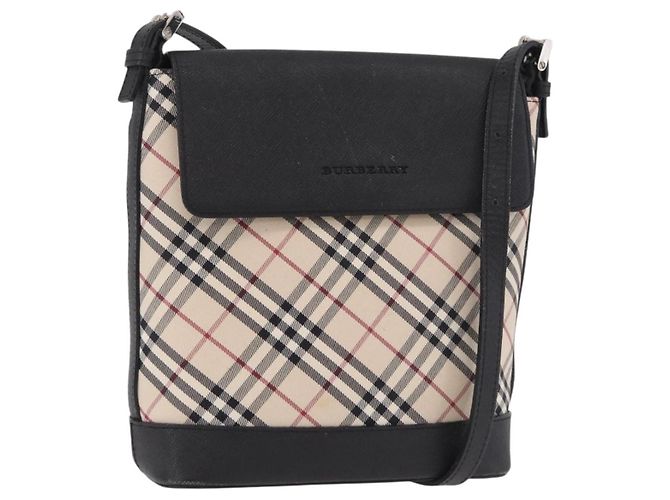 Borsa a tracolla BURBERRY Nova Check in tela beige argento Auth 184471A