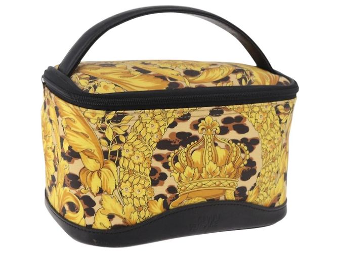 VERSACE Vanity Handtasche Canvas Gelbgold Authentisch 183101A Golden