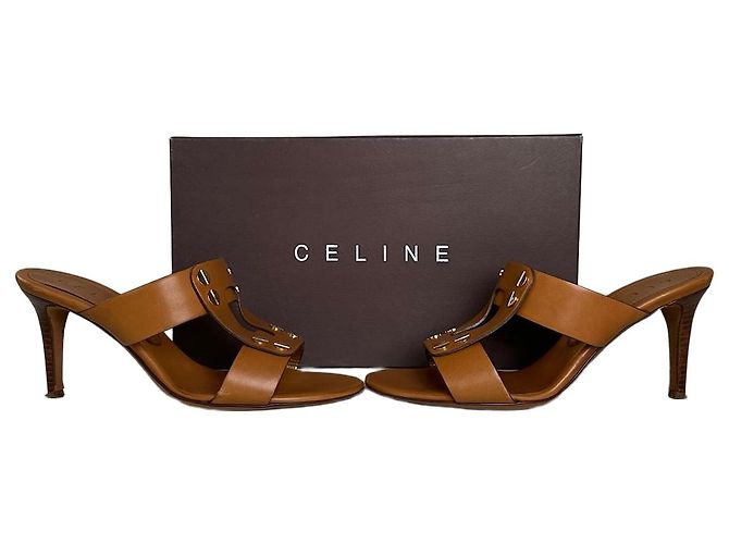 Céline Vintage Celine Leder-Sandaletten mit Absatz Tan EU36.5 Kamel