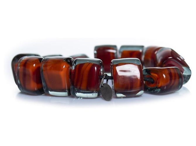 Autre Marque Sent Murano, Murano-Glasarmband in Rot-Orange