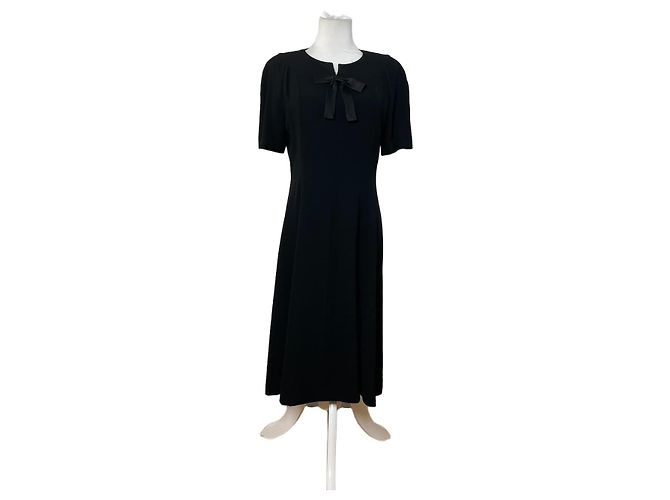 Vestido negro minimalista vintage Givenchy mezcla de poliéster XXL