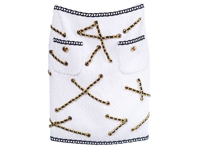 Falda Moschino Resort White Gold Chain Blanco