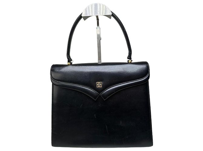 Borsa strutturata in pelle vintage Givenchy nera e oro Nero