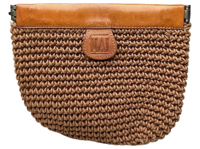 Vintage Issey Miyake Webstoff Clutch Bag Hellbraun Kamel