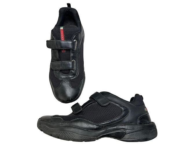 Vintage Prada Luna Rossa Mesh Sneaker Schwarz Silber EU44