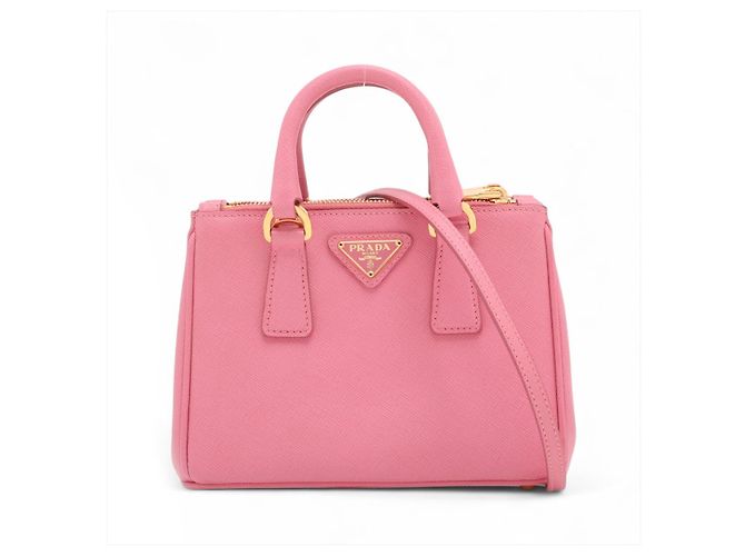 Prada Bolsa de Mão Galleria Mini em Couro Saffiano Rosa