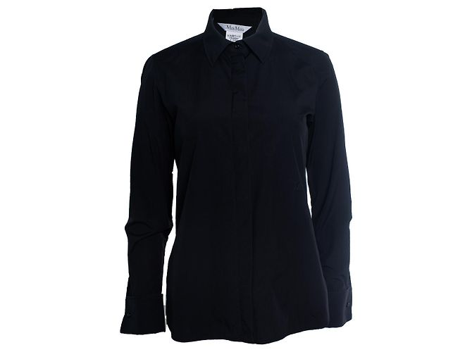 Max Mara, camicia nera con polsini alla francese Nero