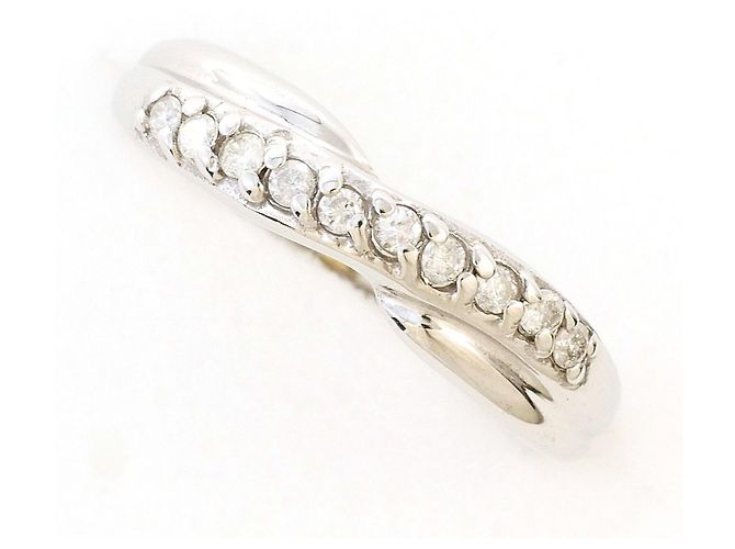 Autre Marque Anillo de banda en oro blanco de 18K y diamantes Dorado