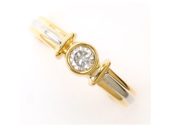 Autre Marque Platin- und Gelbgold-Ring mit Diamant Golden