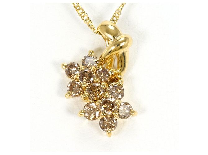 Autre Marque Collar de oro amarillo de 18K con diamante marrón Castaño Dorado