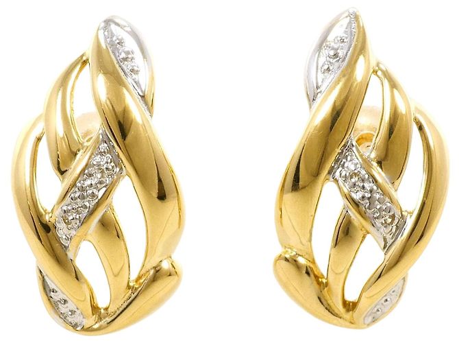 Autre Marque Eleganti orecchini a lobo in oro 18K con diamanti D'oro