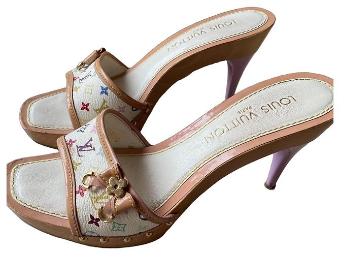 Louis Vuitton Monogram Multicolore Wedge Mules White Multiple colors