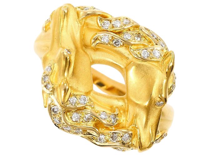 Autre Marque 18K Gelbgold-Ring mit Diamant Golden