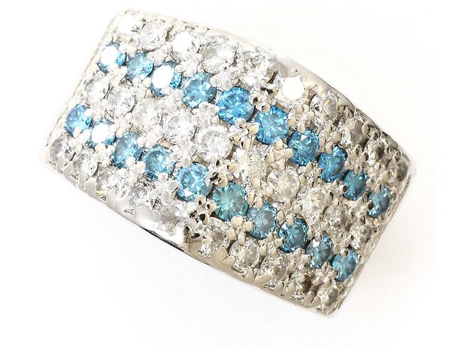 Autre Marque PT900 Platinring mit blauem Diamanten