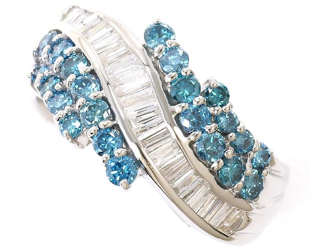 Autre Marque PT900 Platinring mit blauem Diamanten