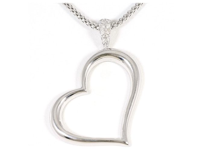 Autre Marque Collar de oro blanco de 18K con diamante Dorado