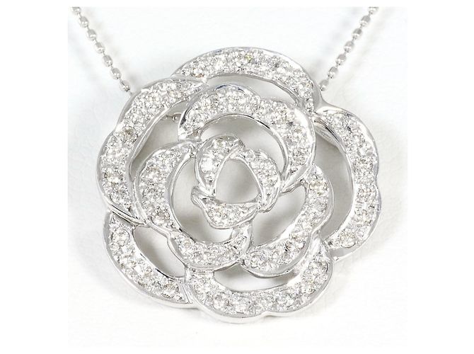 Autre Marque Colar de ouro branco 18K e diamantes Dourado