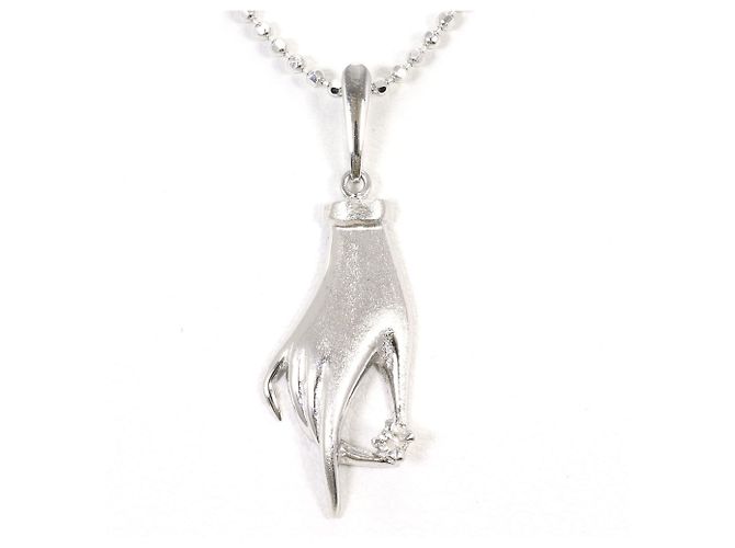 Autre Marque Collar de oro blanco de 14K con diamante Dorado