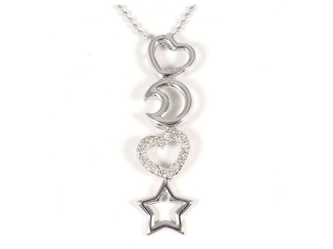 Autre Marque Colar de ouro branco 14K e 18K com diamante Dourado