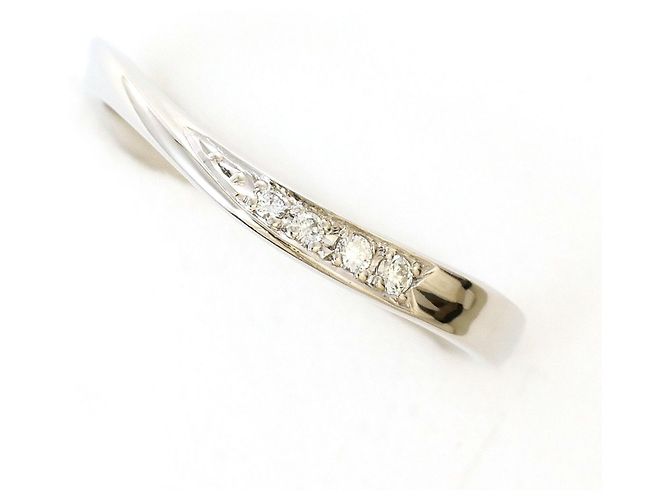 Autre Marque Platinum Band Ring with Diamond and Sapphire