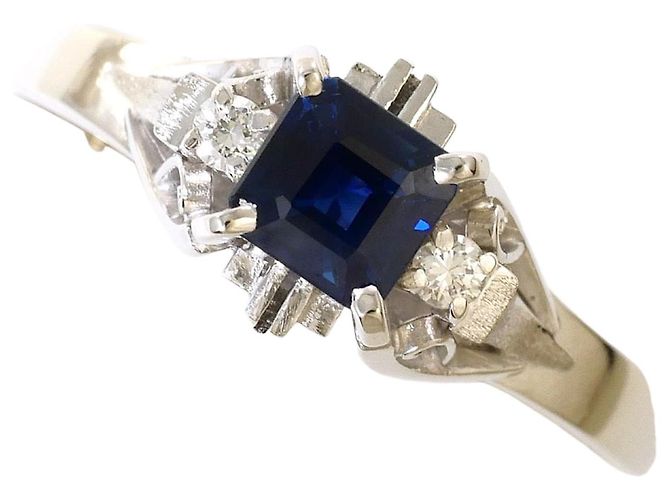 Autre Marque Platinring mit Diamant und Saphir