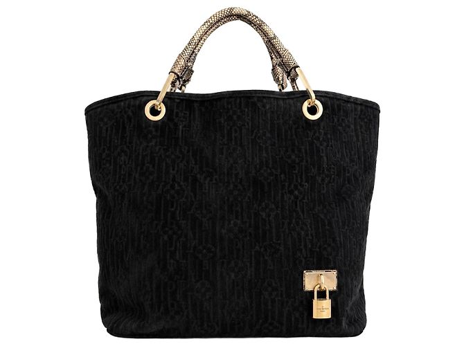 Louis Vuitton Whisper GM FW2008 Python Handle Suede Bag Rare Archive Marron Noir