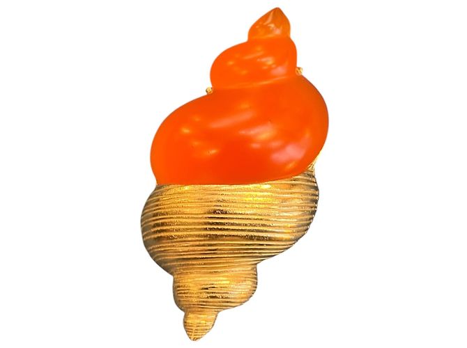 Spilla a Conchiglia Dorata e Arancione Dior