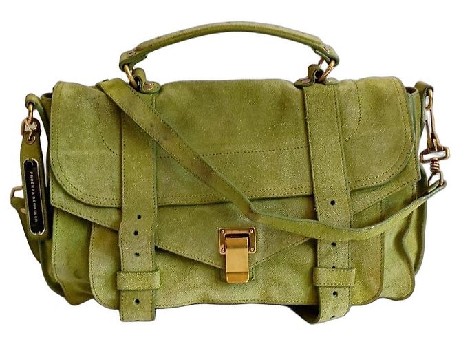 Proenza Schouler PS1 Medium Sac à Main en Daim Vert