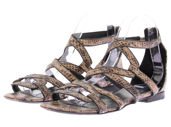 Pierre Hardy Python print leather sandals Beige