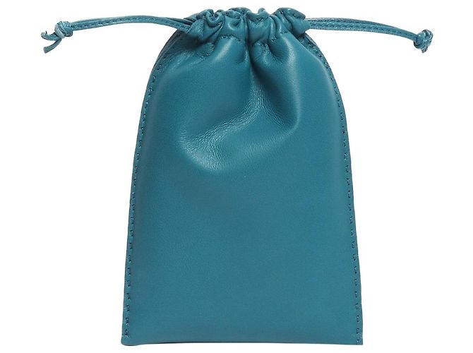 Hermès Blue leather drawstring pouch