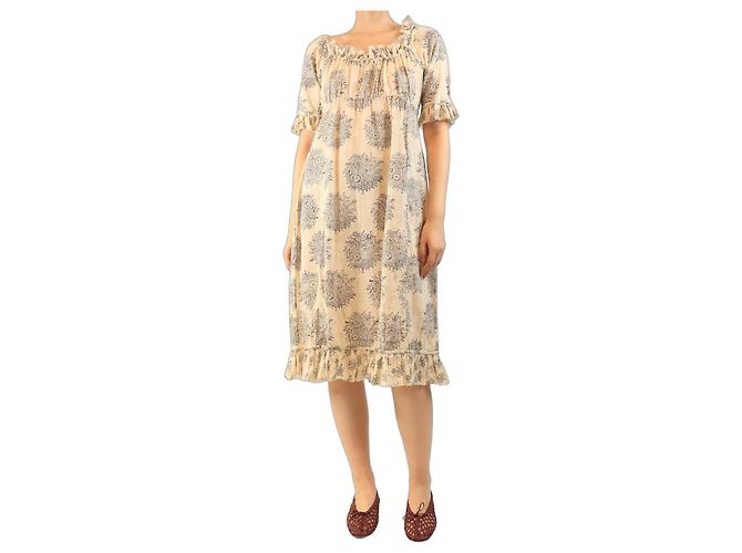 Autre Marque Neutrales kurzärmeliges Kleid mit Print - Größe L